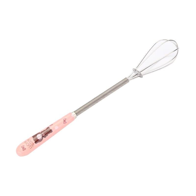 Multifunction Ceramic Handle Stainless Steel Hand Egg Beater Manual Egg Stirring Whisk E5M1: Pink