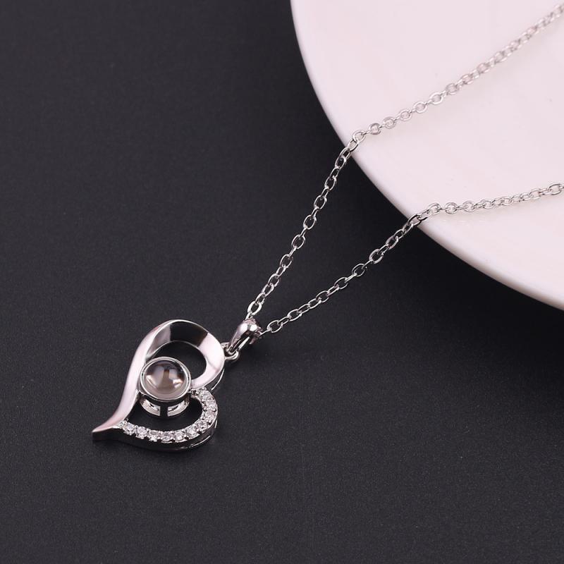 I Love U Ketting 100 Talen Licht Projectie I Love U Hart Hanger Ketting Minnaar Sieraden Romantische Liefde Geheugen: 02