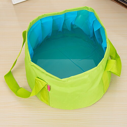 15L Portable Outdoor Travel Foldable Folding Camping Washbasin Basin Bowl Sink Washing Bag Foot Bath Bucket YHJ40715: green