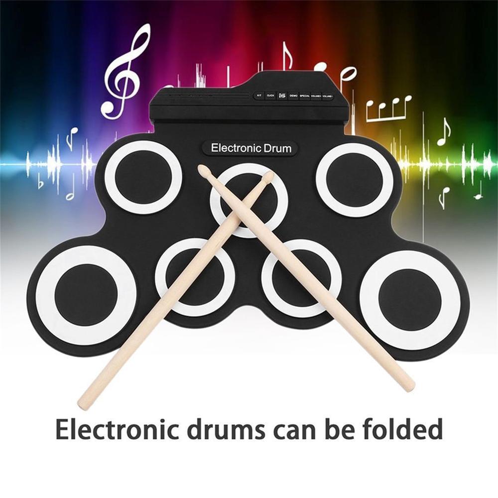 Hand-Rolled Usb Electronic Drum Portable Drum Kitfolding Silicone Practice Drum Roll Up Drum With 9 Silicon Pads