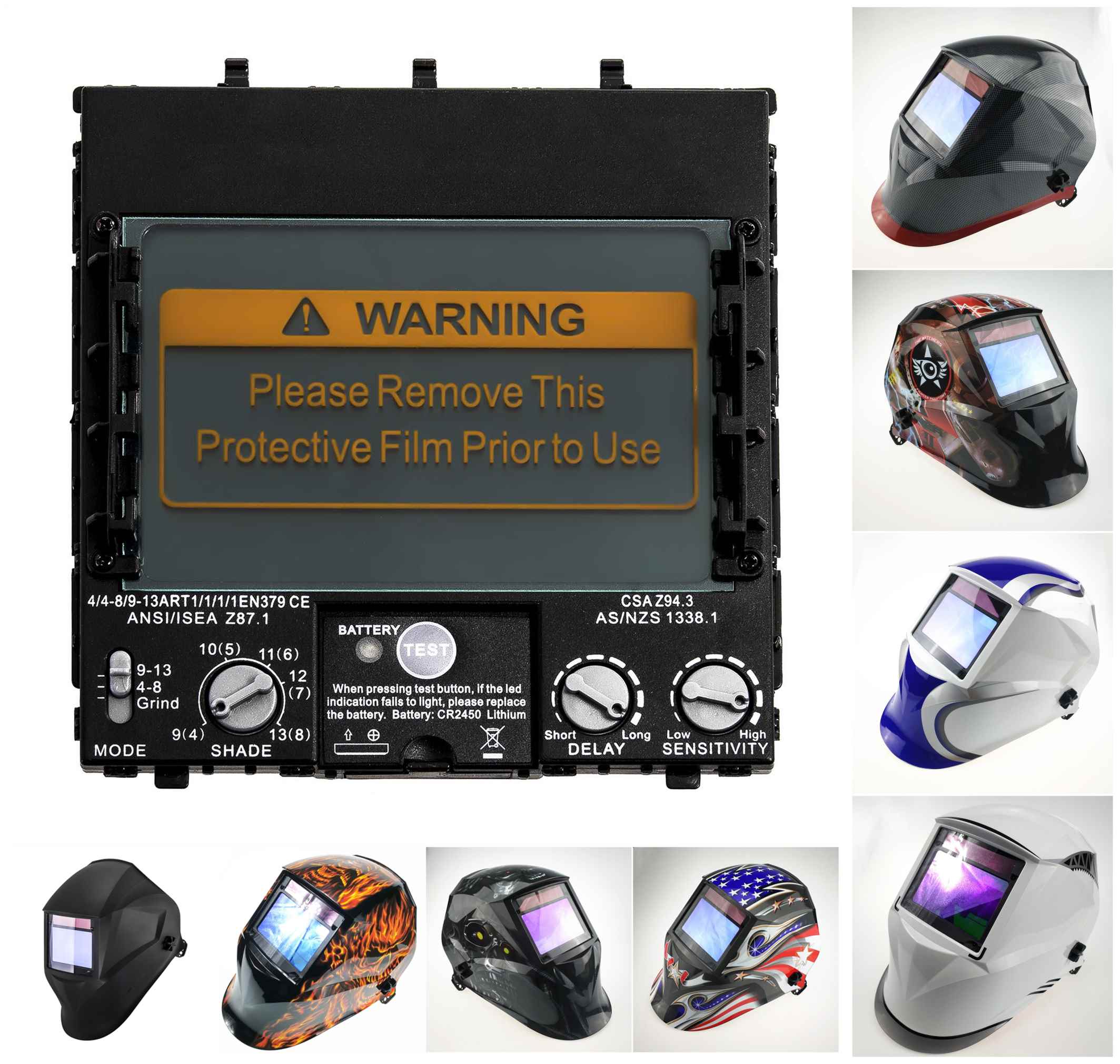 Welding Filter View Size 100x65mm (3.94x2.56in.) Solar 4 Sensors Auto Darkening Best Optical Class 1111 Full Range Shade 4(3)-13