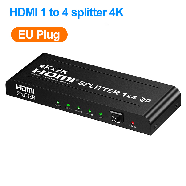 1 in 4 out HDMI Splitter 4K/2K/1080P,Video Divider, HD Video Screen Sharing Device: green