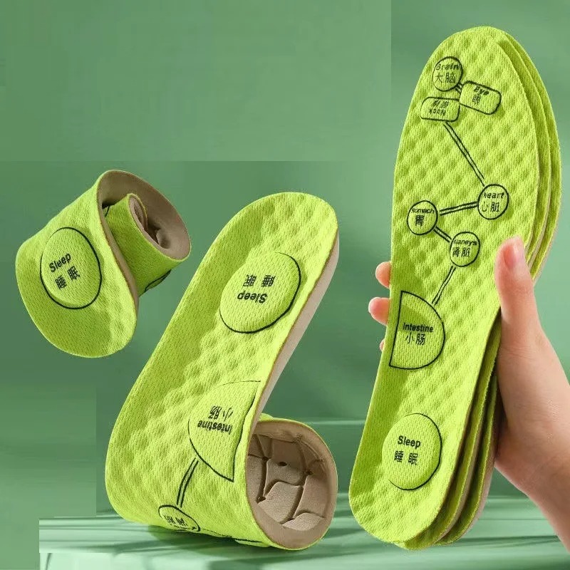 Palmilha de acupressão para pés para homens e mulheres, almofada esportiva respirável macia, palmilha desodorante absorvente de suor, almofadas de sapato