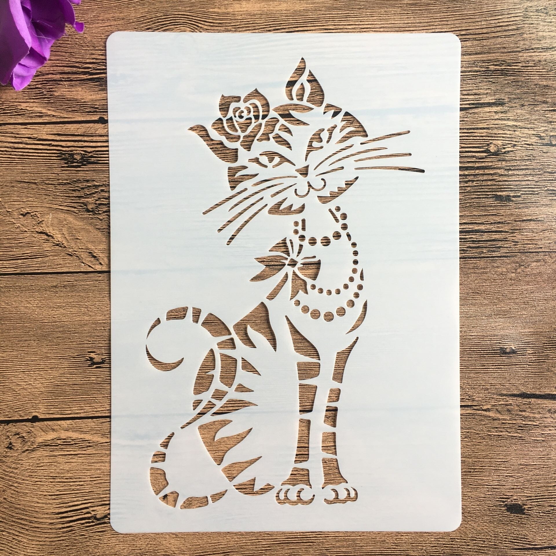 A4 29 * 21cm djur katt mandala gör-det-själv-schabloner väggmålning scrapbook färgläggning prägling album dekorativ papperskortmall