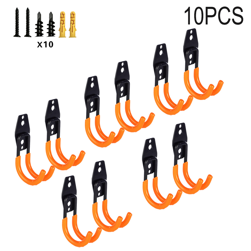 1/10PC Heavy Duty Metal Hook Garage Organizer Wall Mount Bicycle Hanger Hooks Anti-slip Storage Hook Garage Storage Tool: Bronze