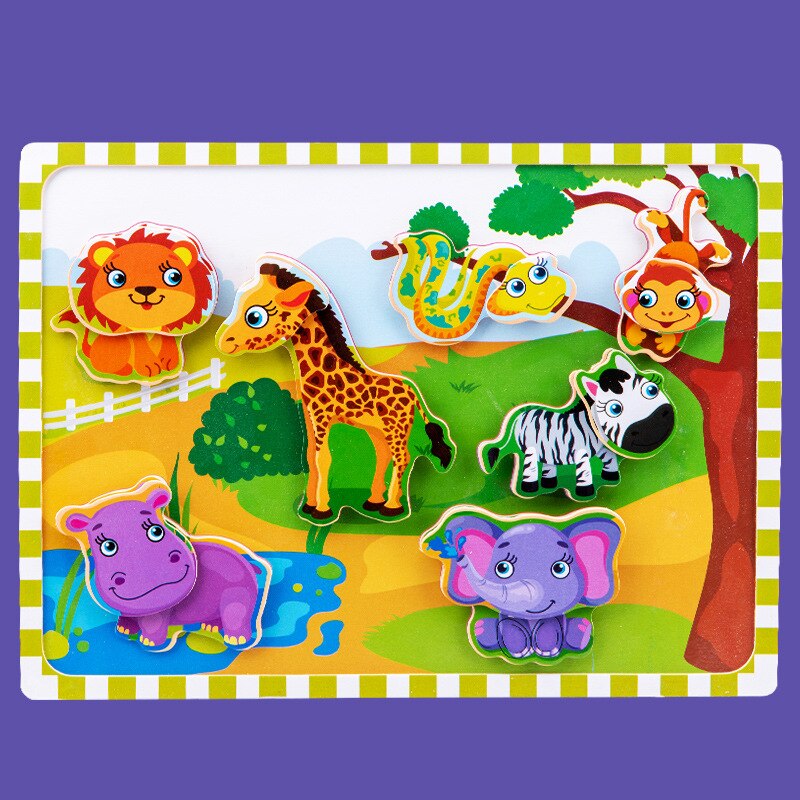 3D cartoon illustration Wooden stereo Velcro stickers jigsaw puzzle 3D sensory toys for girls and boy: 10
