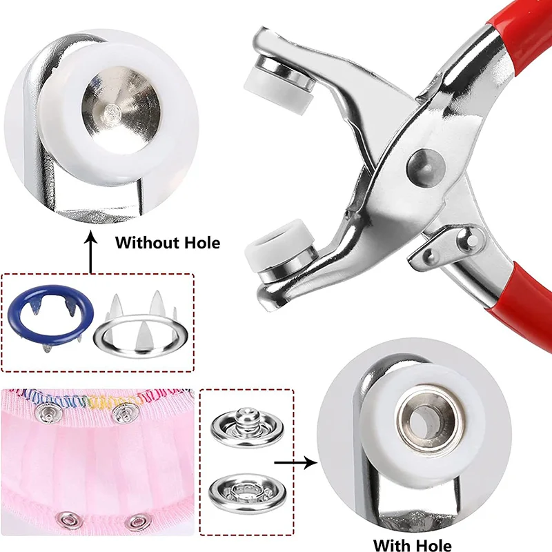50/100Sets Metal Snaps Buttons with Fastener Pliers Press Tool Colored Claw Button Punch Eyelet Kit for DIY Craft Clothes Sewing