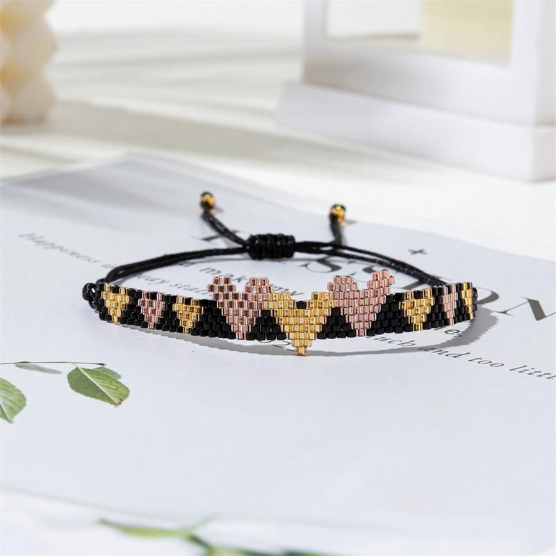 BLUESTAR New Fashion Miyuki Beaded Multiple Heart Cuff bracciale e braccialetti per le donne Lady Jewelry Charm bracciale regalo di san valentino: VERMEIL