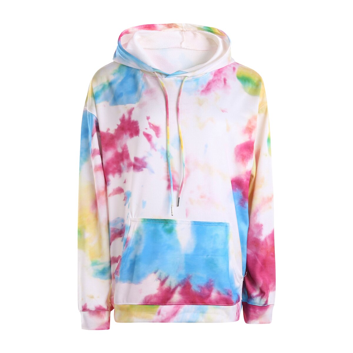 Frauen Tie Dye Print Sport Beiläufige Hoodies Mantel Langarm Pullover Tasche Mit Kapuze Sweatshirts Jacke Oberbekleidung Streetwear: L / Multi