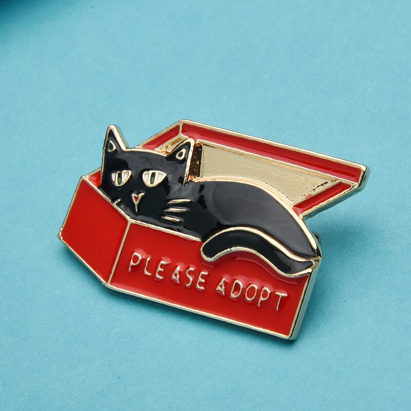Wuli & bebê esmalte caixa de presente gato broches para animal de estimação feminino festa causal broche pins presentes