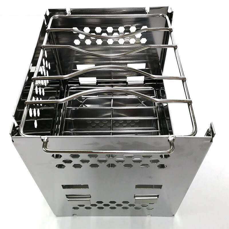 Edelstahl Grill Grill Outdoor Camping Tragbare Falten Carbon Ofen Hohe Temperatur Widerstand Mit Windschutzscheibe