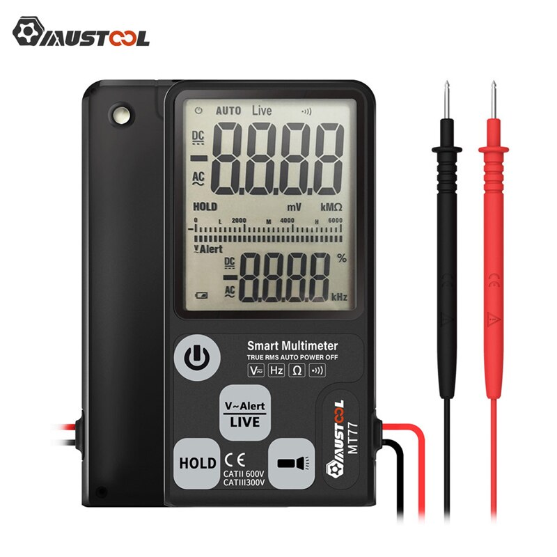 MUSTOOL MT77 Large Screen Smart Digital Multimeter Voltage Tester 3-Line Display Fully Auto-Range True RMS 6000 Counts DMM