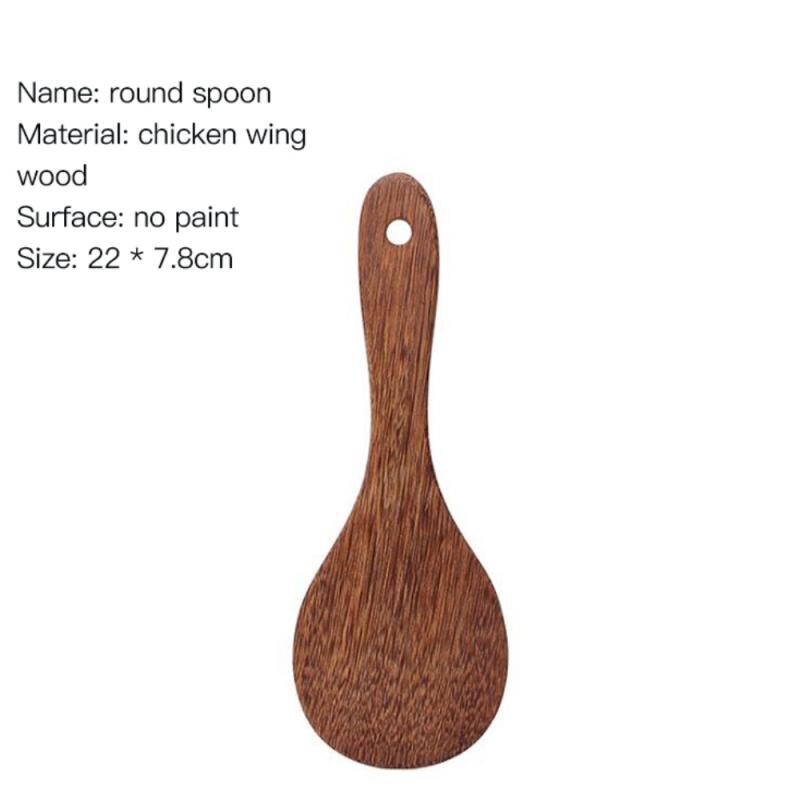 Natuurlijke Houten Servies Lepel Pollepel Turner Lange Rijst Vergiet Soep Skimmer Koken Lepels Scoop Keuken Tool Set: 01