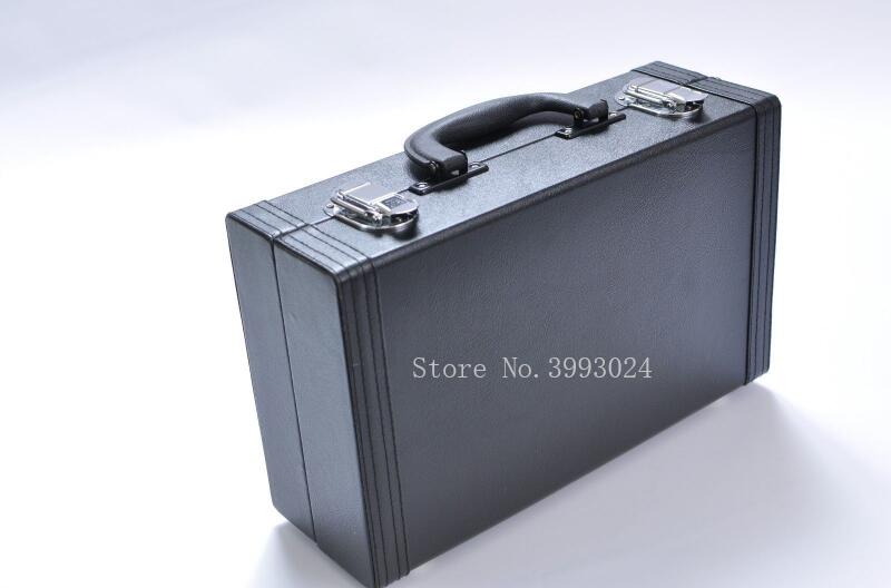 Black leather hard clarinet case for clarinet
