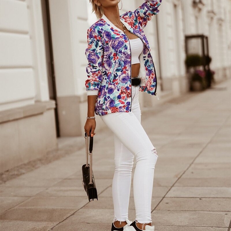 Kvinders pinted lynlås efterårsjakke frakker plus size langærmet stander vintage jakker streetwear dame toppe