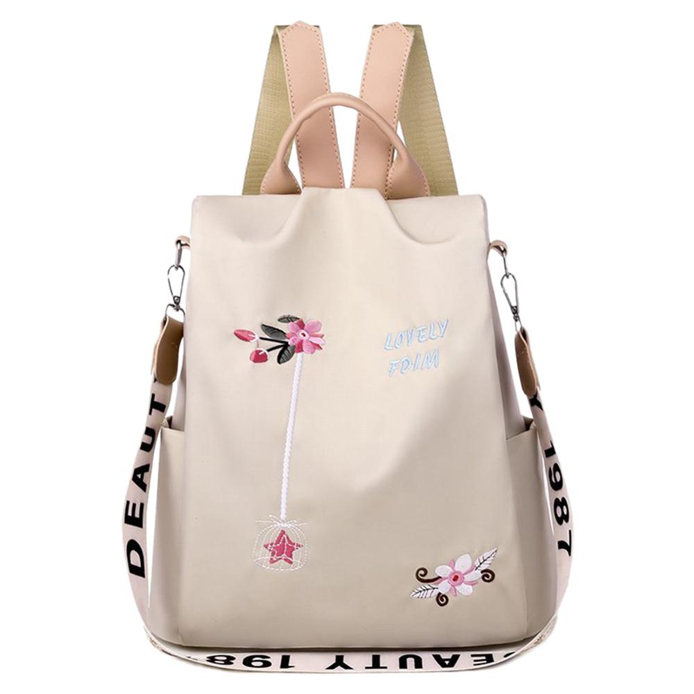 Casual Oxford Tuch Rucksack Blume Bestickt Schulter Schule Buch Taschen Frauen Täglichen Reise Anti-diebstahl Bagpack Rucksack: Beige