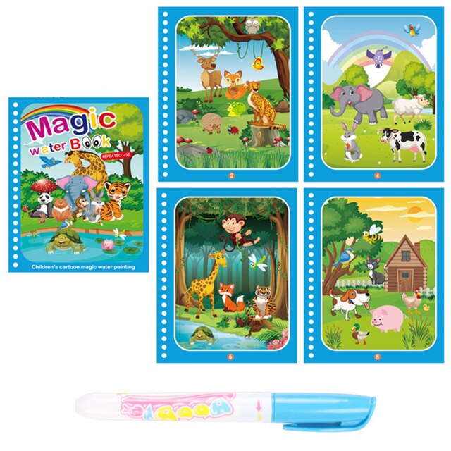 Interesante cuadro al óleo de tela que adorna el libro para colorear con agua, dibujo de grafiti de dibujos animados, bolígrafo mágico, tablero de dibujo, juguete: Q