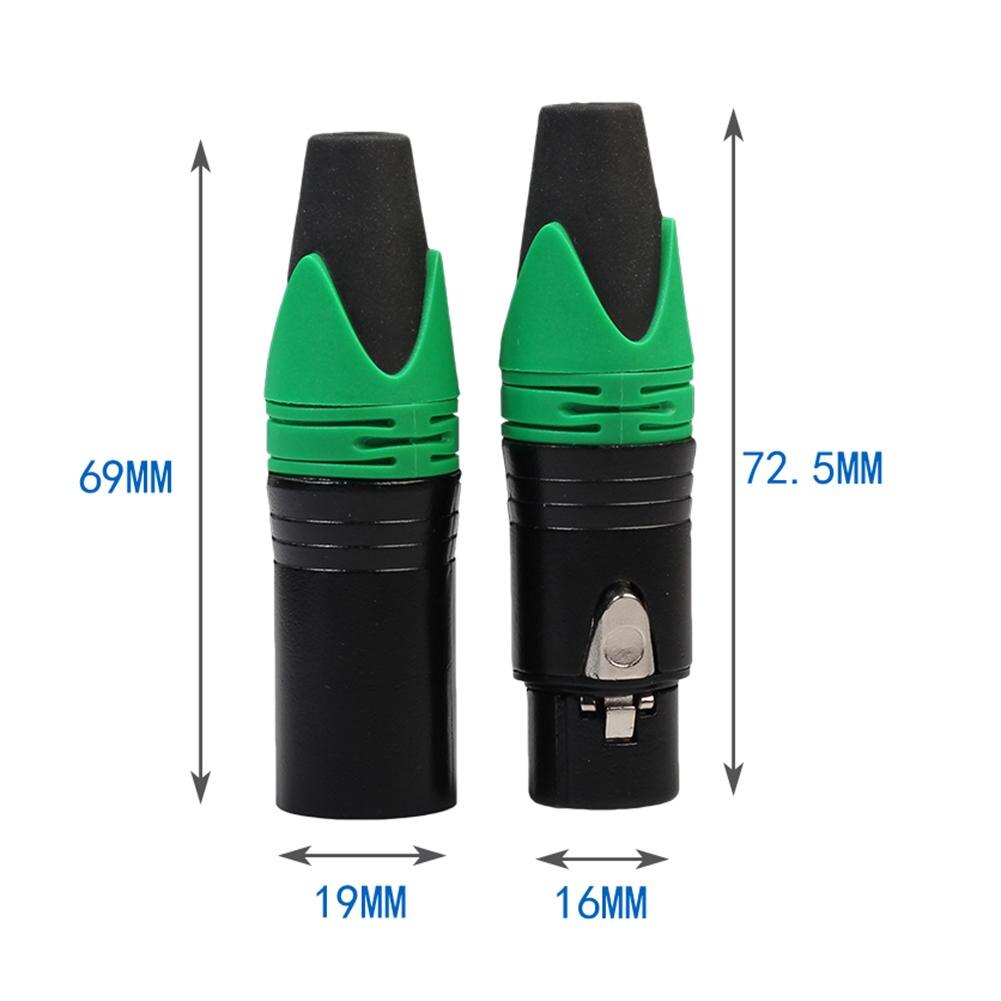 2 pièces boîtier en alliage de Zinc XLR 3 broches mâle femelle adaptateur Audio connecteur pour les produits Mic appartiennent au positionnement haut de gamme: green