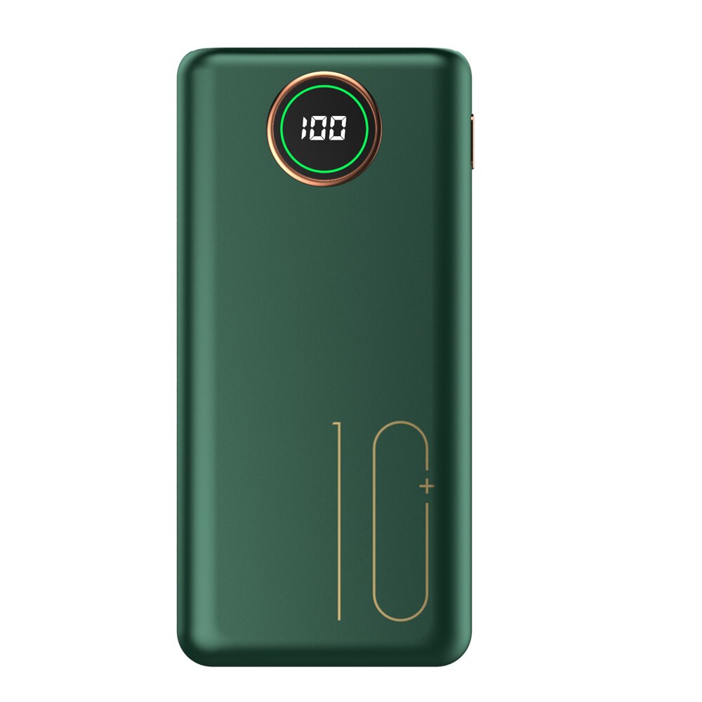 CASEIER di Lusso classico retrò Accumulatori E Caricabatterie Di Riserva 20000mAh Luce respirazione Schermo A portato PORTE USB Powerbank Ricarica Veloce Bancario Batteria: 10000mAh verde