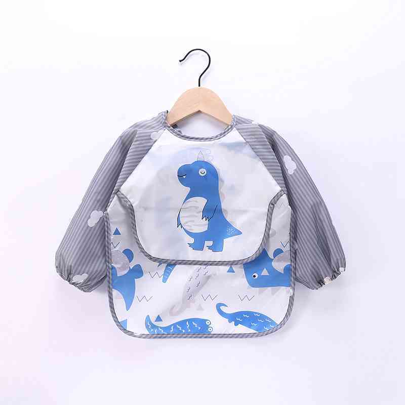 Imperméable bébé bavoirs avec poche mignon dessin animé enfant en bas âge filles garçons bavoir enfants manger dessin à manches longues tablier