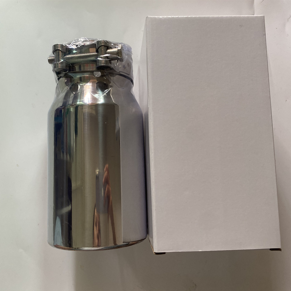 3 Inch Inlet Exhaust Tip 3" Inlet 4" Outlet 20cm Overall Length Stainless Steel Diesel 76mm Exhaust Tail Tip 3 inch muffler: black