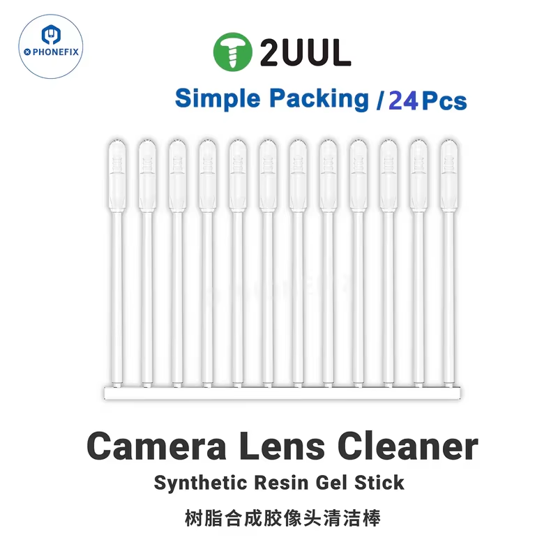 2UUL 48pcs/ Box Camera Cover Lens Resin Synthetic Gel Cleaning Stick for Phone Camera Screen Dust-free Fingerprint Removal Tool: Red, Silver Tone