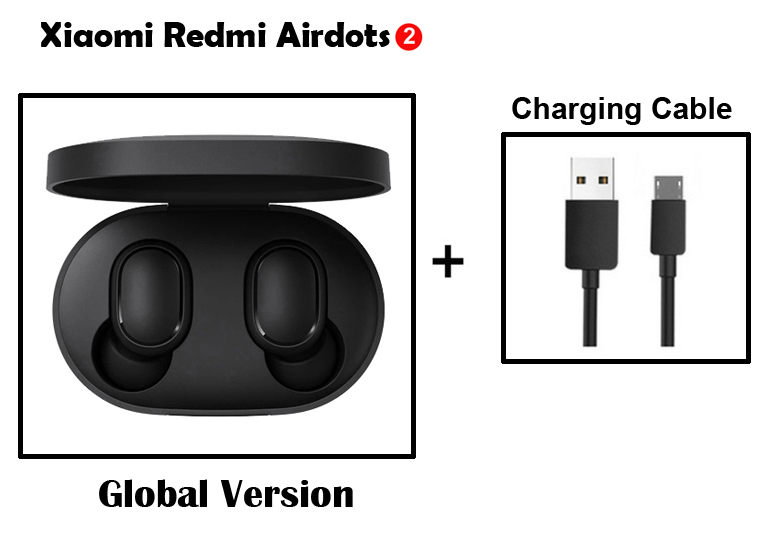 Xiaomi redmi airdots 2 trådløse bluetooth øretelefoner in-ear stereo øretelefoner ture trådløse øretelefoner: Global add usb-kabel
