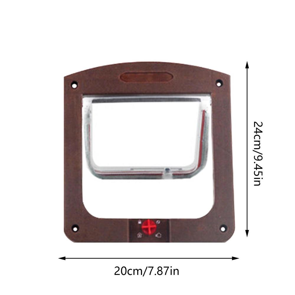4 Way Locking Pet Security Flap Door For Dogs Cats Pet Gate Door Kit For Wooden PVC Metal Door Brick Wall Accessories: Red