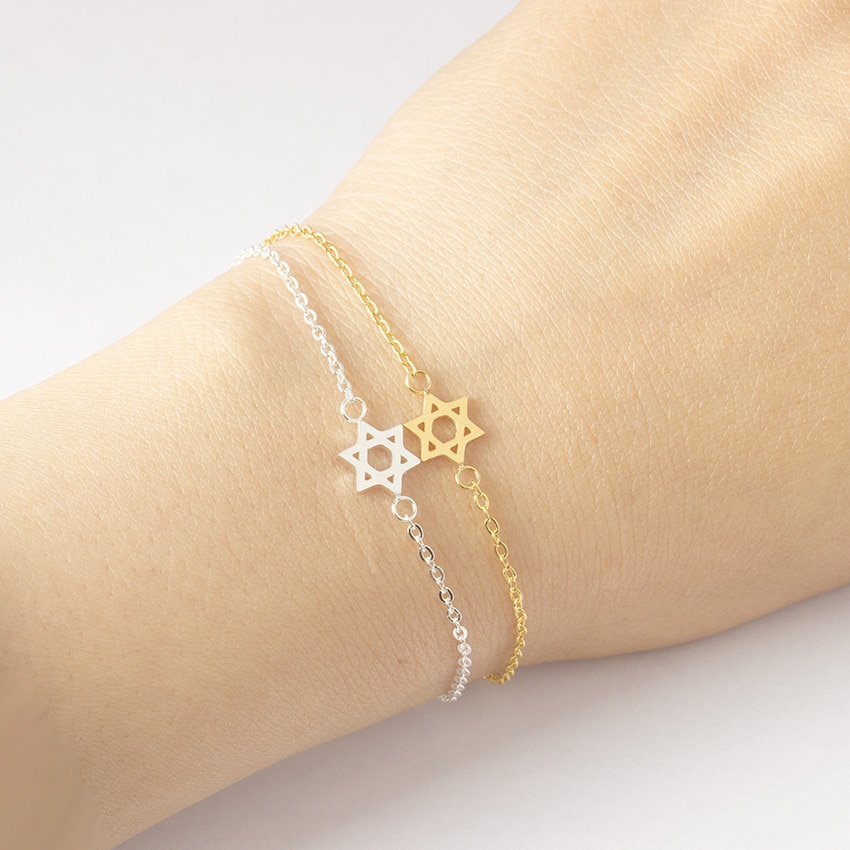 Star Of David Bracelets For Women girl Jewish Bracelet Stainless Steel Gold Color Jewelry Best Friend kid