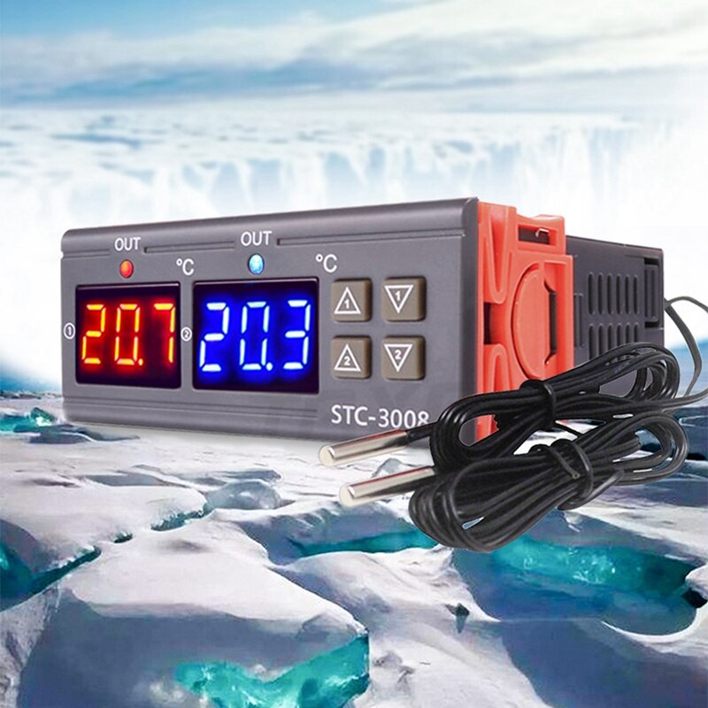 Dual Digital Temperature Controller Two Relay Output Thermoregulator Thermostat Heater Cooler Dual Probe