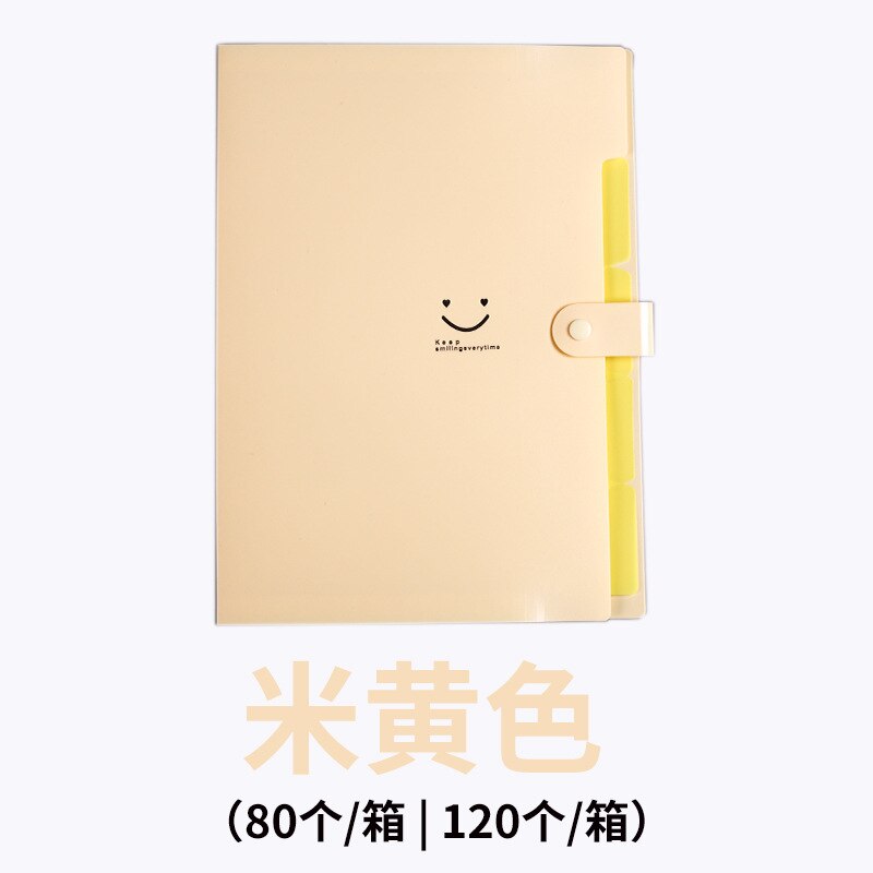 Literaire Leuke Smiley Gezicht Snoep Kleur Map Creatieve Scheiding Multi-layer A4 Map 5 Grid Orgel Zak Data Papier opbergtas: 7