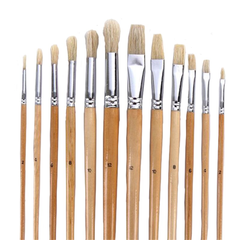 38 stuks Penselen Set Met Canvas Tas Voor Olie Acryl Aquarel Lange Houten Handvat Multifunctionele Borstel Kunst Levert