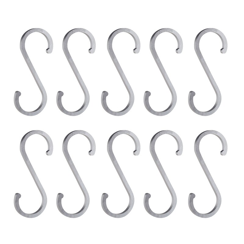 Ganchos en forma de S de aluminio para colgar ropa, colgador de barandilla de cocina, soporte de broche para colgar ropa, bolso, ollas, sartenes, herramientas de toalla, 10 piezas: L-SR