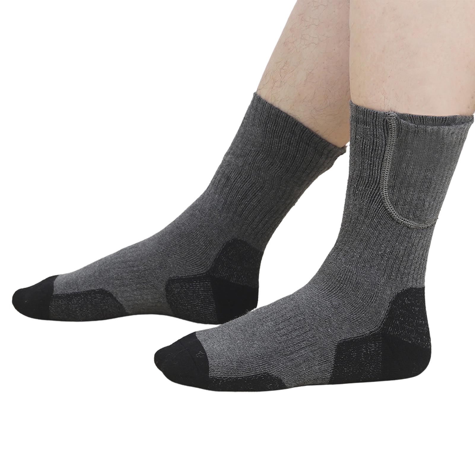 Calcetines térmicos recargables para hombre y mujer, medias térmicas con calefacción eléctrica, para clima frío, 4000mAh, para invierno: gray