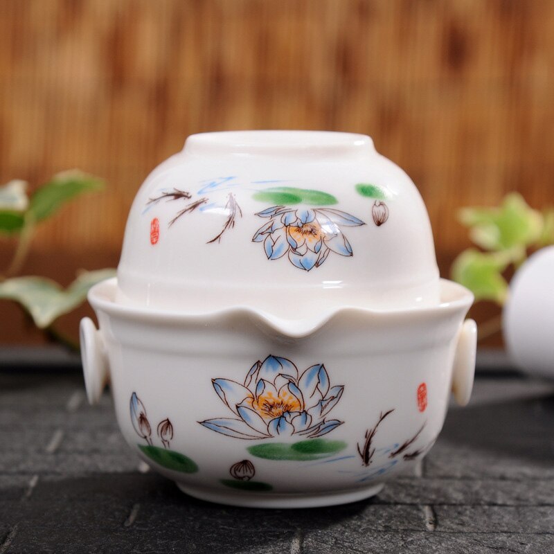 Travel tea set Include 1 Pot 1 Cup,china good product kuaikebei Kung Fu Teaset gaiwan easy teapot kettle: 02