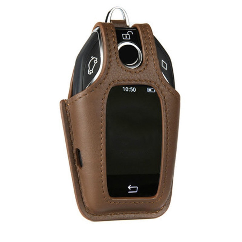Læder nøgle etui fjernbetjening fob cover taske til bmw 7 serie  g11 g12 display holdbar lager bil nøgle cover nøgle beskytter