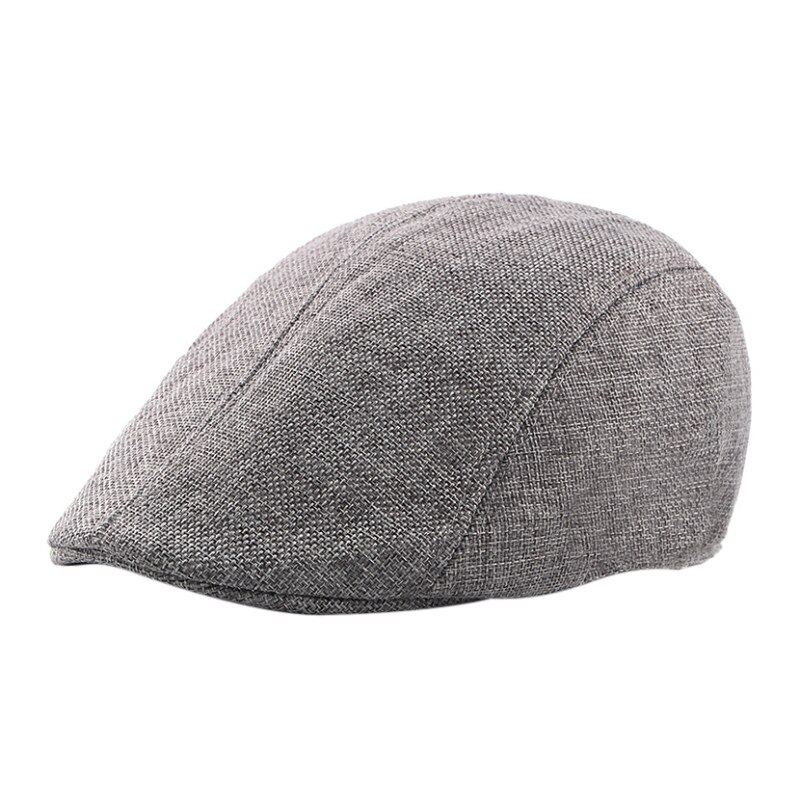 Baret sommerhat simpel light board kasket kvindelig england ensfarvet åndbar mesh fremad cap: Grå