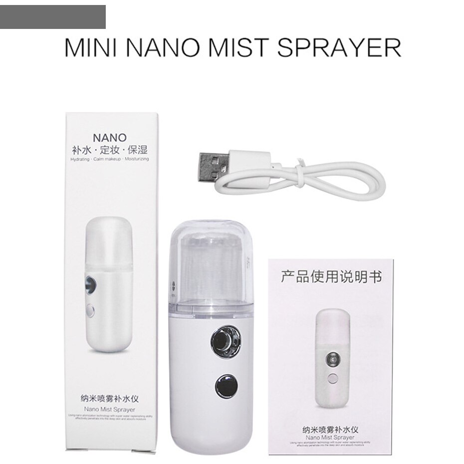 Nano Facial Mister Handy Mist Sprayer for Face Moisturizing Hydrating Mini USB Rechargeable Travel Face Humidifier Atomizer