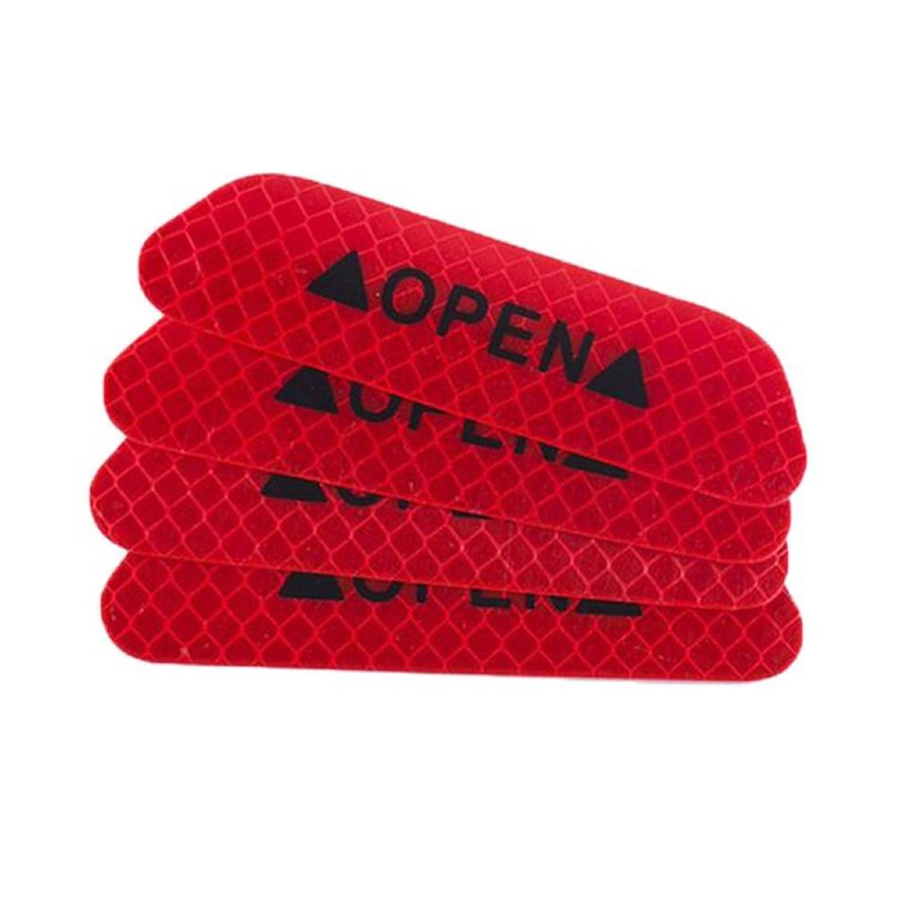 4Pcs Reflective Car Vehicle Open Door Safety Mark Warning Decals Sticker Decor Water-resistant High Stickiness Bumper Decal: Red