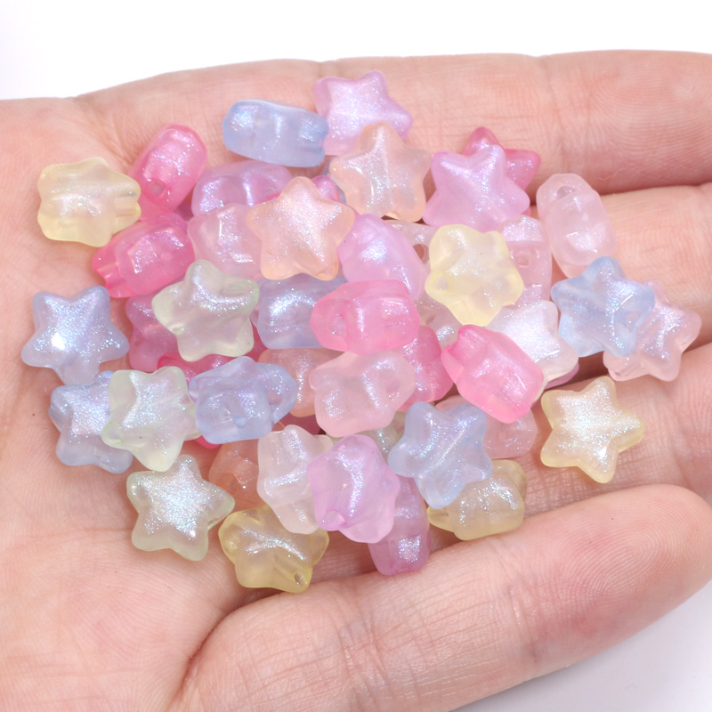 50pcs 10mm Mermaid Color Shiny Star Beads Acrylic Loose Spacer Beads For Jewelry Making Diy Charms Bracelet Necklace Earrings