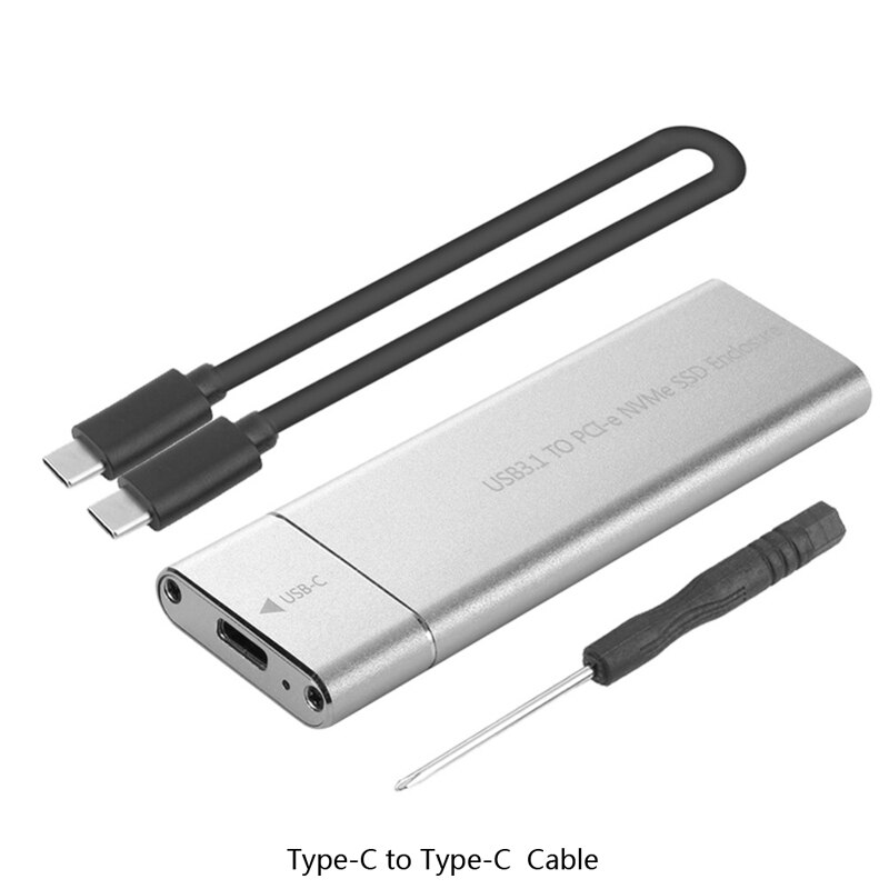 10 Gbps USB 3.1 Gen2 à M.2 NVME NGFF PCIe boîtier SSD NVME m-key à Type C boîtier adaptateur pour disque SSD NVMe m2: Sliver C to C cable