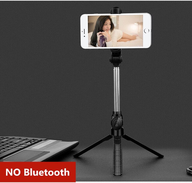 Universal Wireless Bluetooth Selfie Stick With Remote Shutter Extendable Handheld Monopod Foldable Tripod Stand Phone tripod: black No Bluetooth