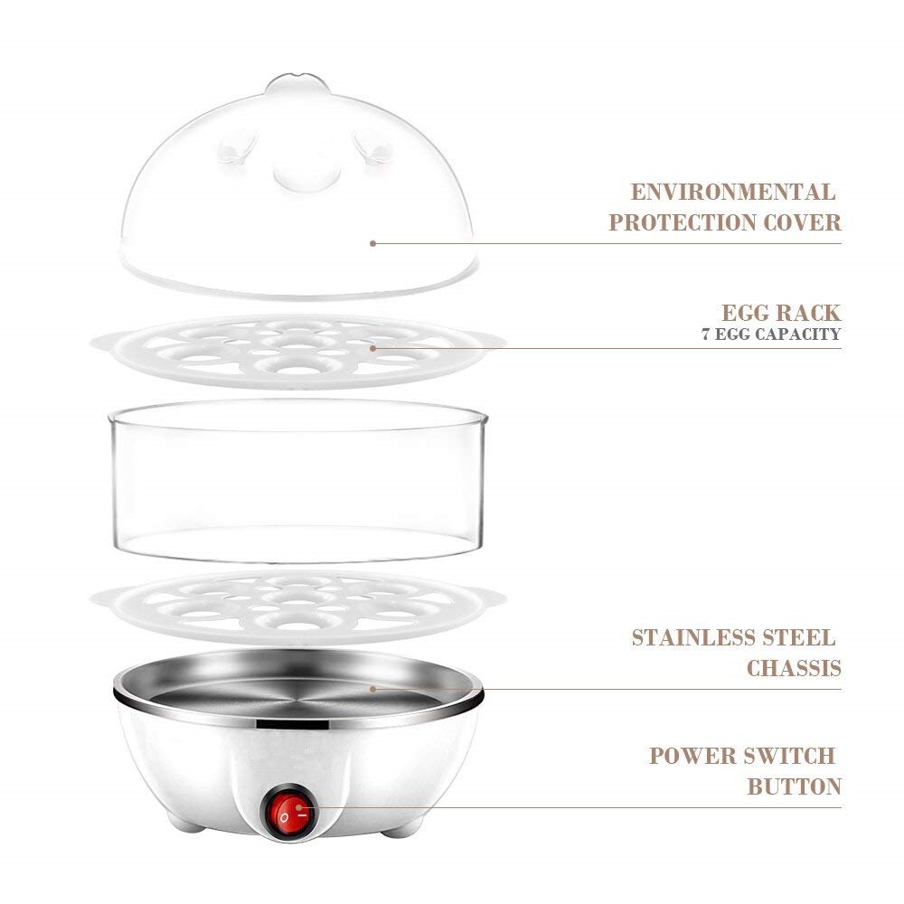 Hervidor eléctrico rápido de huevos, vaporizador automático de doble capa para hervir huevos al vapor, con protección contra sobrecalentamiento