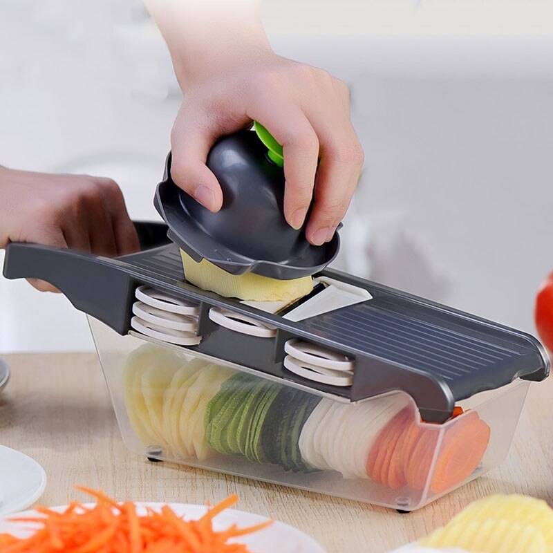 Multifunctional 10 in 1 Vegetable Chopper with Container Potato Slicer Shredder Smash Food Processor 6 Blades