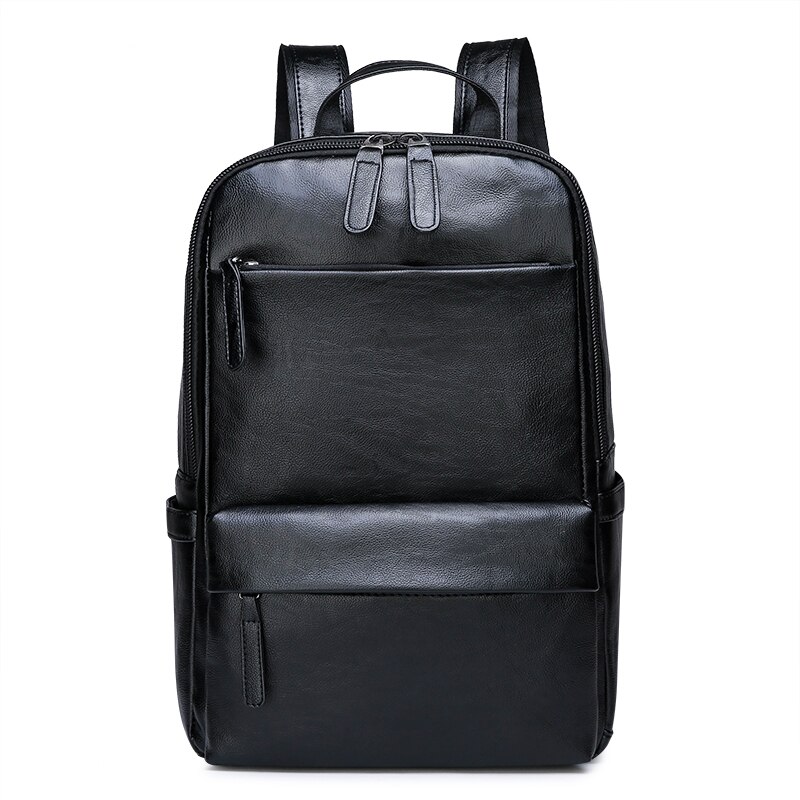 Mochilas de negocios de para hombre, bolso de viaje de cuero PU, Color negro, mochila universitaria, bolsas de libros grandes para estudiantes y niños