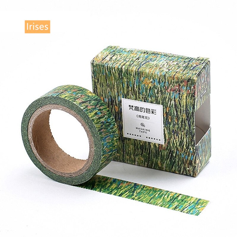 1Pcs Van Goah Schilderen Washi Tape 15Mm Starry Night Zelfklevende Decoratieve Masking Tapes Voor Journal School Office Stickers h6186: Irises