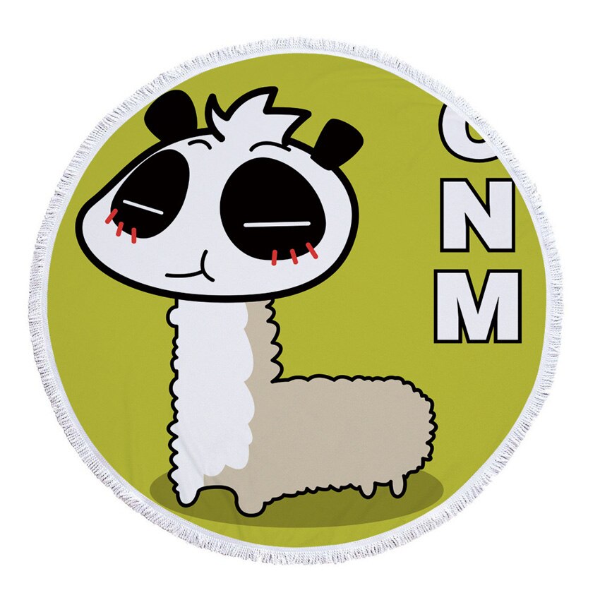 Summer Circle Thick Microfiber Round Beach Towel Shower Bath Towels Cartoon Panda Print Bohemian Cute serviette de plage ronde: Panda 12