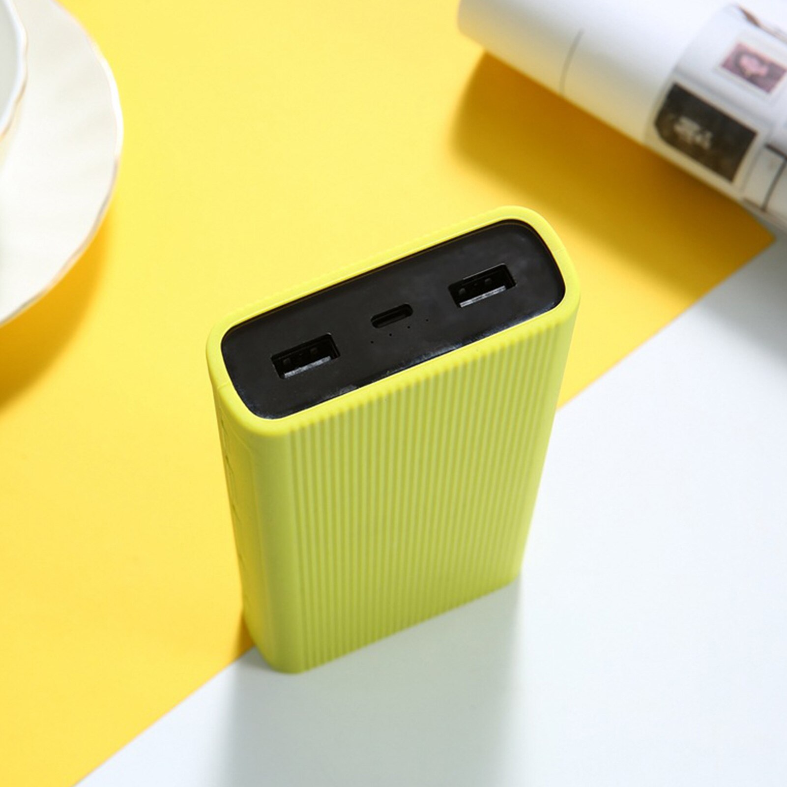 Capa de silicone protetora de energia, carregador usb para xiaomi mi power bank 3 20000mah