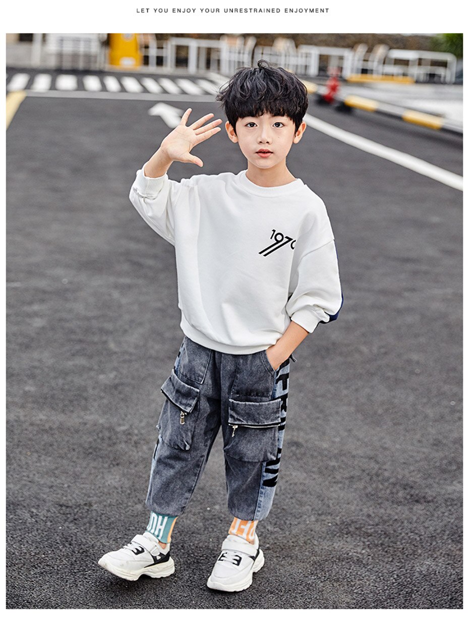 Chicos Vaqueros para niño carta impresión niños Jeans primavera otoño Casual ropa de bebé 4 6 8 10 12 14 años