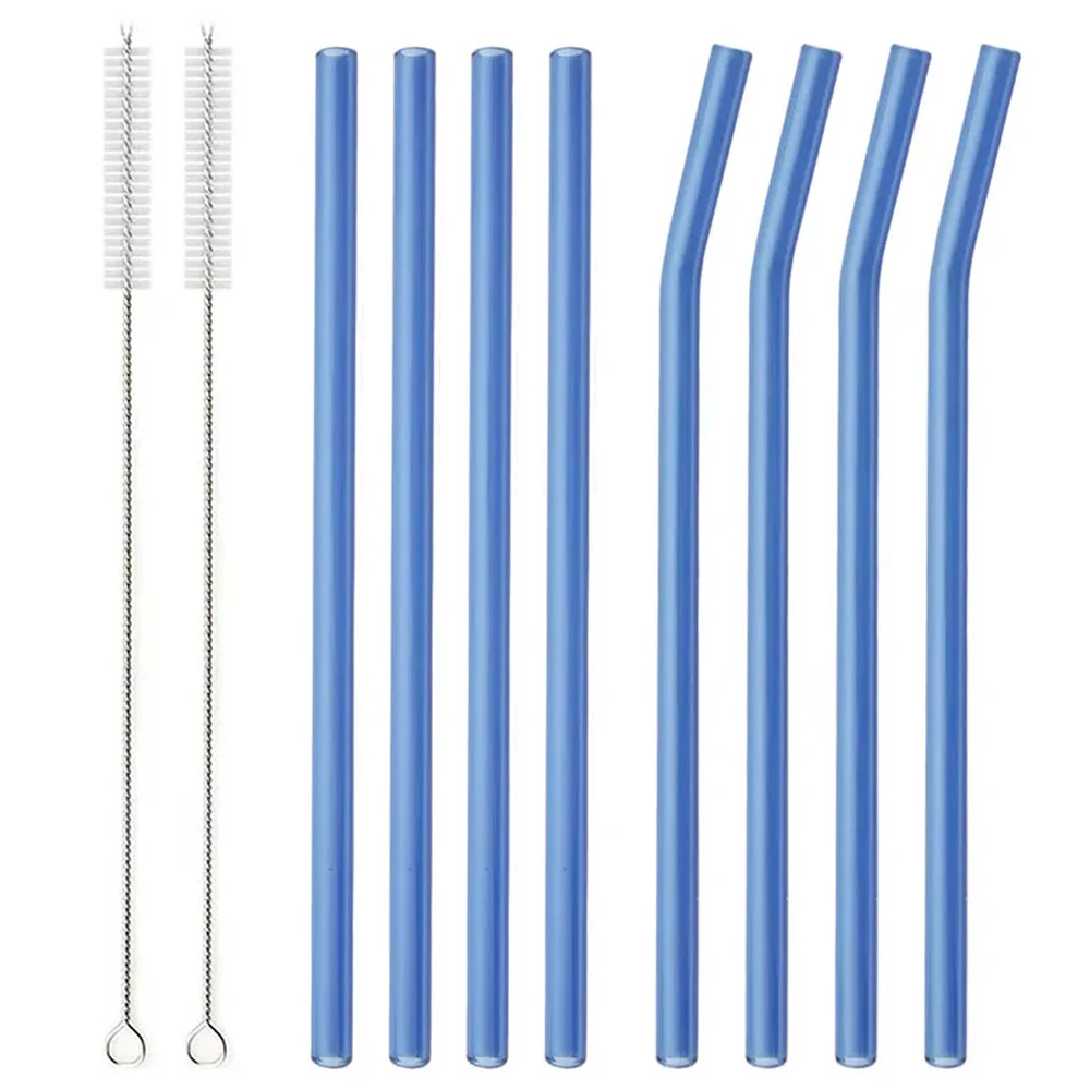 8 szt. Słomka robić picia wielokrotnego użytku kolorowe szklane słomki ekologiczne słomka ze szkła borokrzemowego o wysokiej zawartości szklana rurka impreza bar naczynia robić napojów: Czekolada